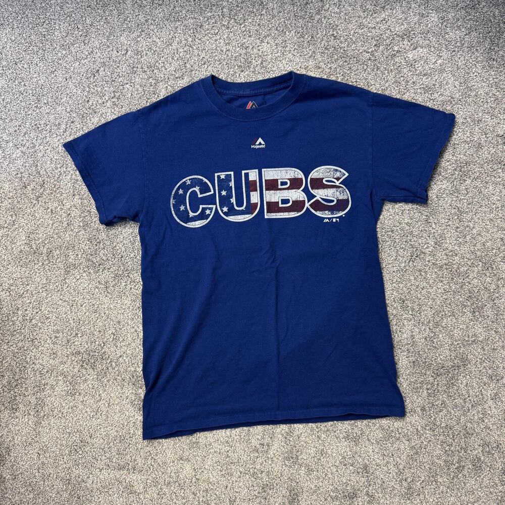 Chicago Cubs Shirt Mens Small Blue MLB Baseball Kris Bryant 17 Stars Stripes